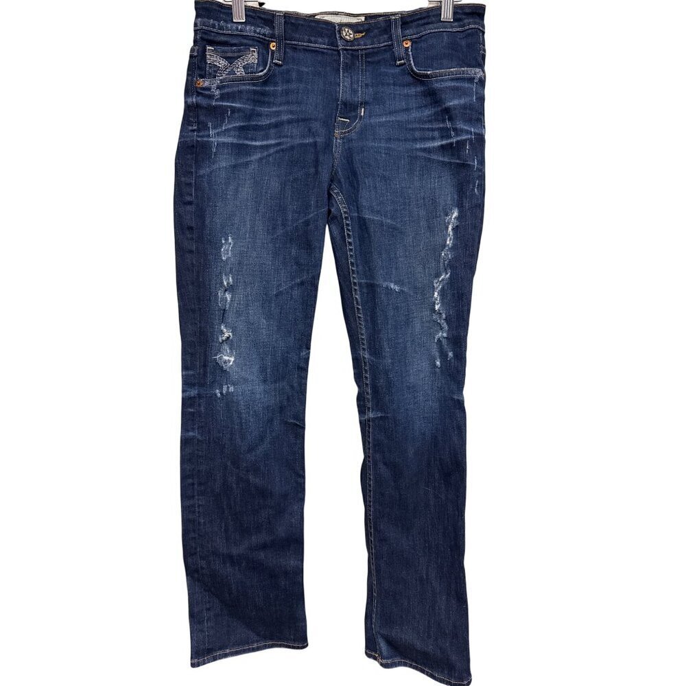 Big Star Women's Jeans Nina Denim Blue Mid Rise Boot Cut Distressed Size 29R 29